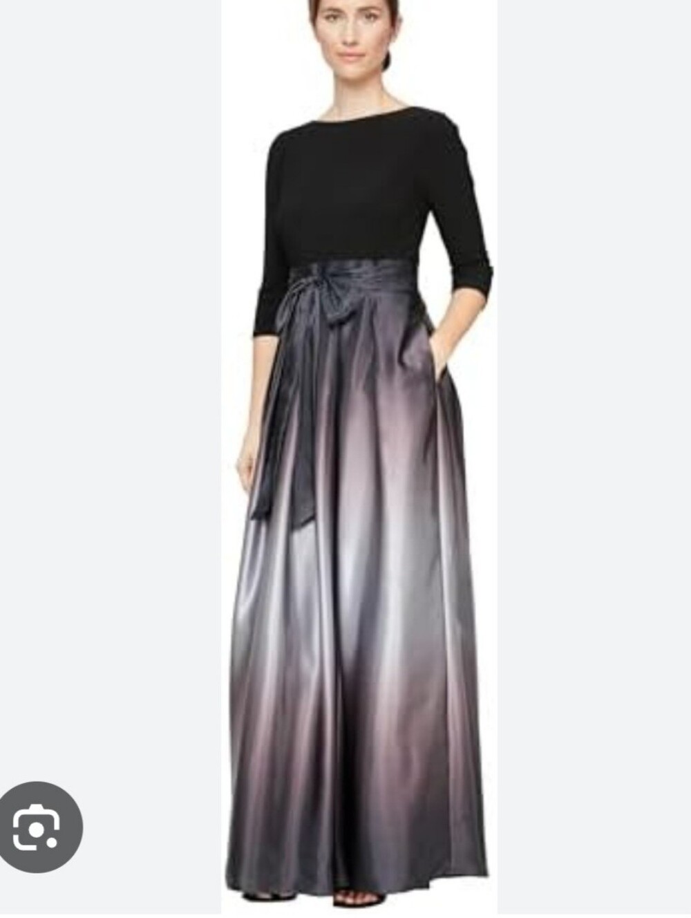 SLNY Black Satin Dress Top